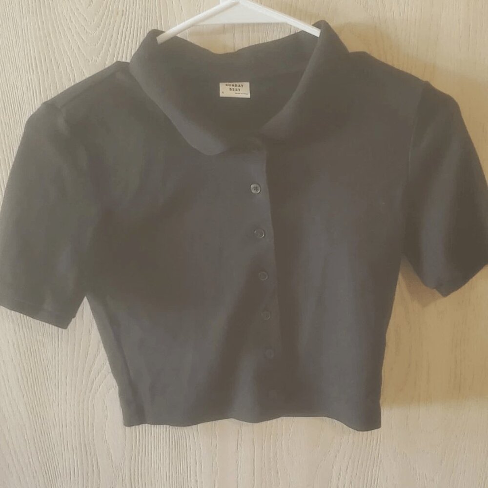 Sunday Best Midriff Short Sleeve Top Black Size S